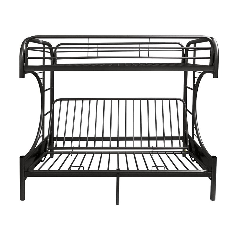 Bowery Hill Twin-Over-Full Futon Metal Bunk Bed in Black Finish