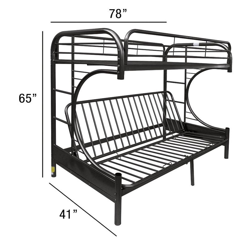 Bowery Hill Twin-Over-Full Futon Metal Bunk Bed in Black Finish
