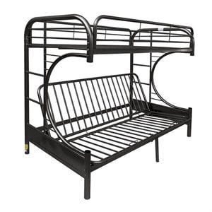Bowery Hill Twin-Over-Full Futon Metal Bunk Bed in Black Finish