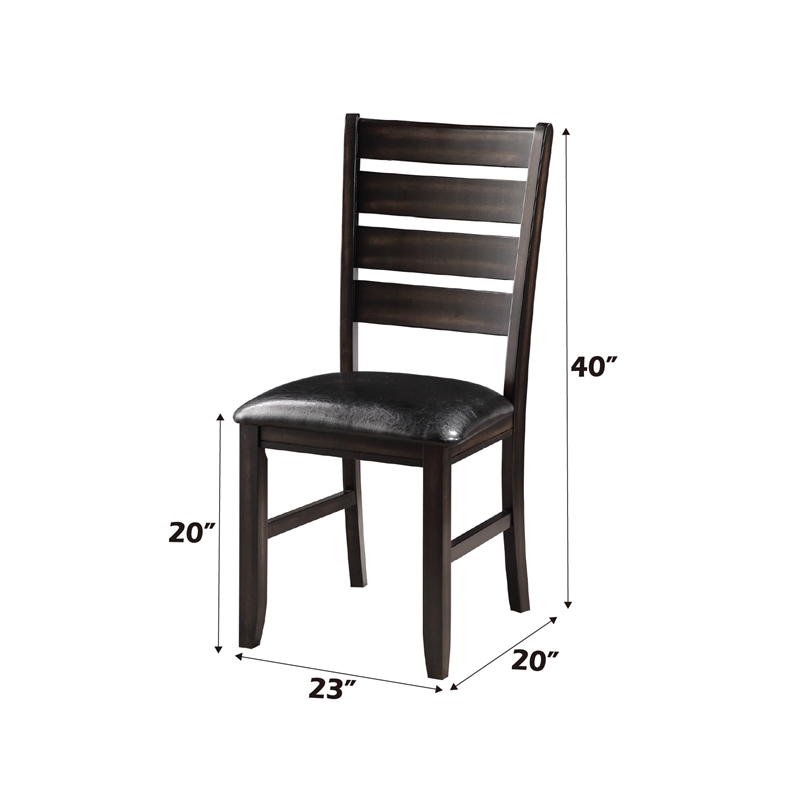 Bowery Hill Faux Leather Dining Side Chair Set of 2 in Espresso