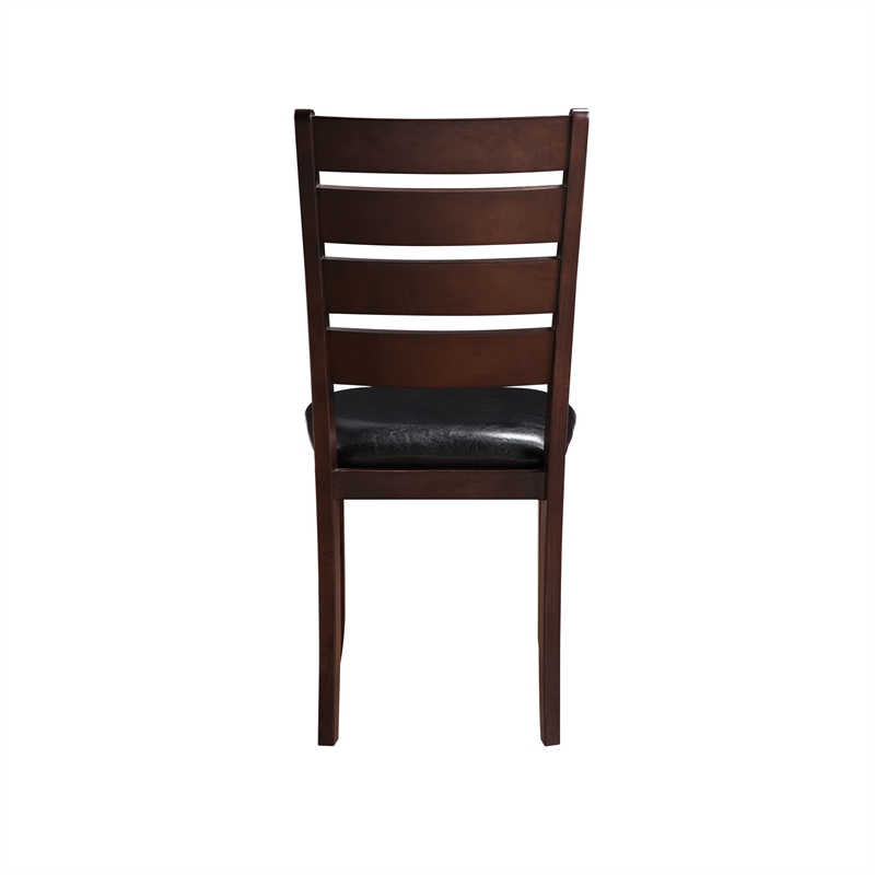 Bowery Hill Faux Leather Dining Side Chair in Black and Cherry (Set of 2)