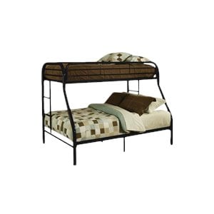 Bowery Hill Twin Over Full Metal Bunk Bed in Black with Side Ladders