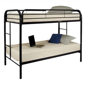 Bowery Hill Twin Metal Bunk Bed in Black with Reinforced Ladders