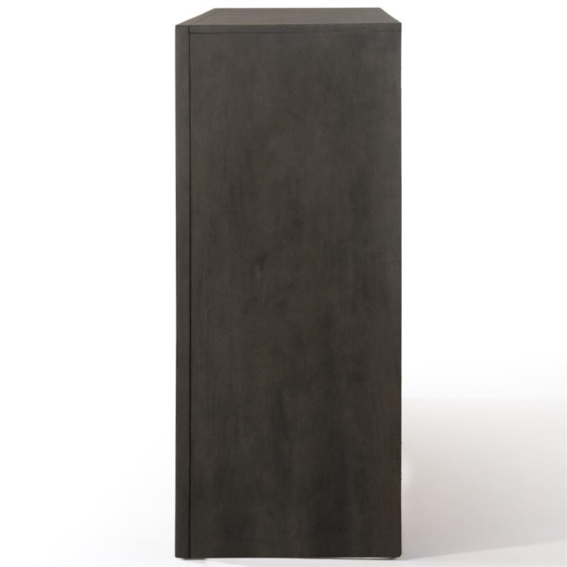 Bowery Hill 8 Drawer Dresser in Metal and Gray Oak with Nickel Knobs