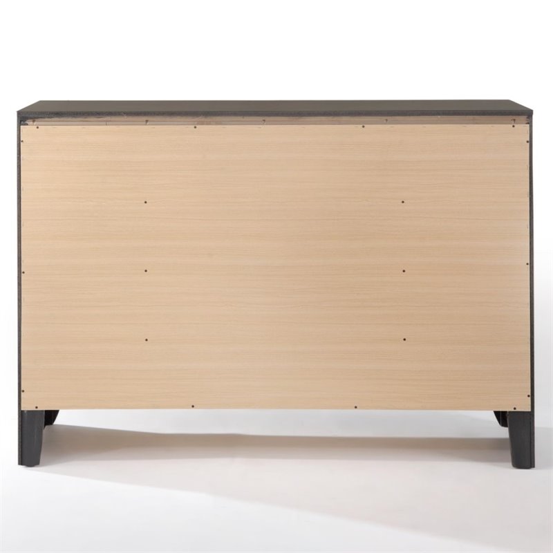 Bowery Hill 8 Drawer Dresser in Metal and Gray Oak with Nickel Knobs