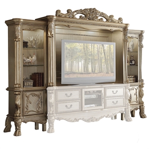 Bowery Hill Entertainment Center with Storage in Gold Patina & Bone