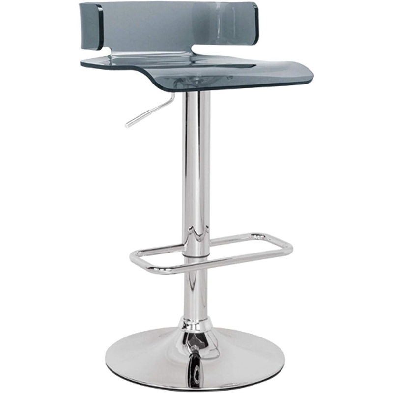 Bowery Hill Swivel Adjustable Bar Stool in Gray and Chrome Metal