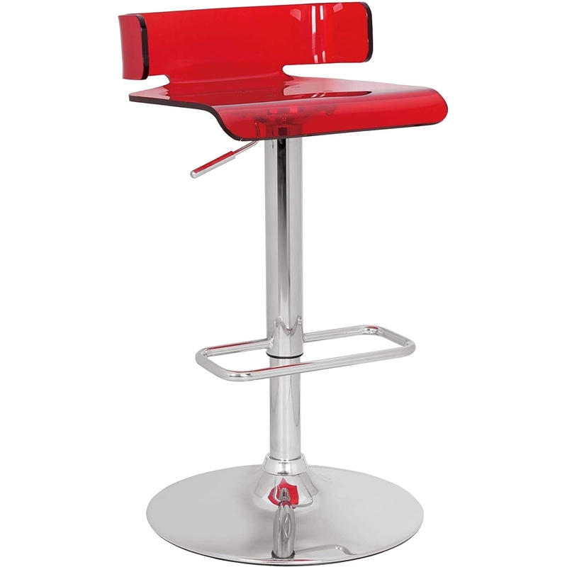 Bowery Hill Swivel Adjustable Bar Stool in Red and Chrome Metal