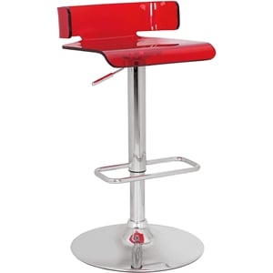 Bowery Hill Swivel Adjustable Bar Stool in Red and Chrome Metal