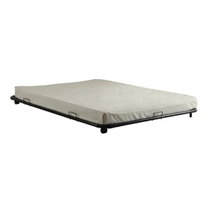 Bowery Hill Metal Twin Roll-Out Trundle Bed Frame in Black with Casters
