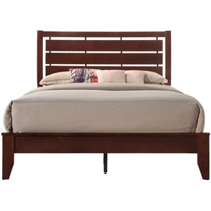 Bowery Hill King Plank Panel Bed in Wood and Brown Cherry Finish
