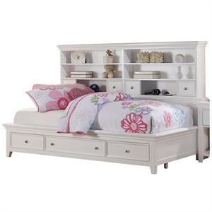 Bowery Hill Twin Daybed with Storage Drawers and Shelves in White