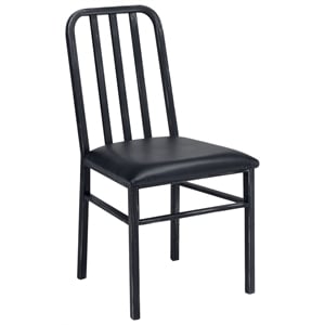 Bowery Hill Faux Leather Side Chair with Chain Legs Set of 2 in Black
