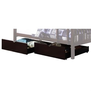 Bowery Hill 2 Piece Underbed Drawer Set in Espresso Wood with Pine Build