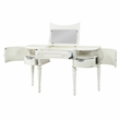 Bowery Hill 3-Drawer Transitional Vanity Desk and Mirror in Ivory