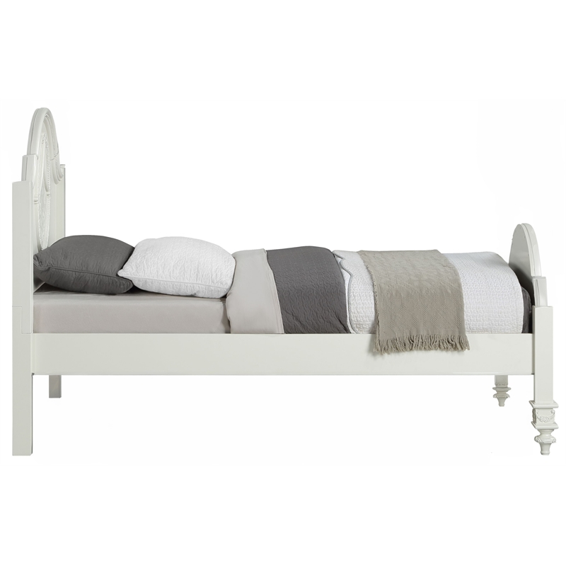 Bowery Hill Twin Wood Poster Bed with Optional Canopy in Ivory Finish