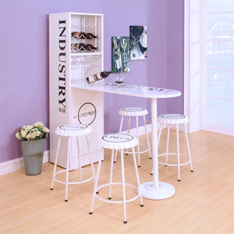 Bowery Hill Contemporary Metal Frame Bar Stool Set of 2 in White