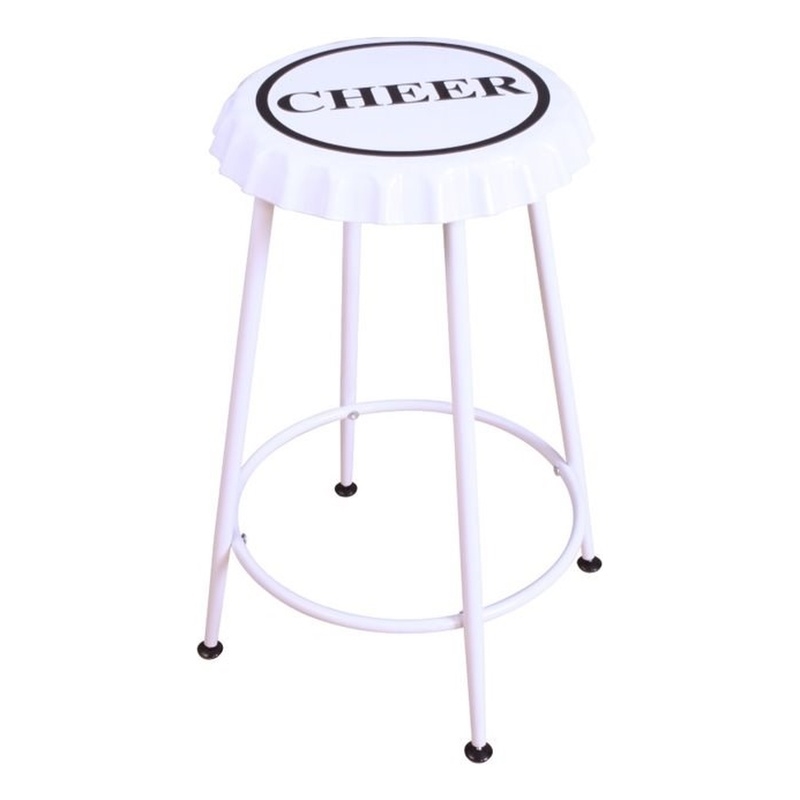 Bowery Hill Contemporary Metal Frame Bar Stool Set of 2 in White