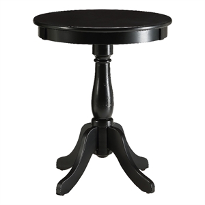 Bowery Hill Round Pedestal Accent Table in Black with Curved Feet