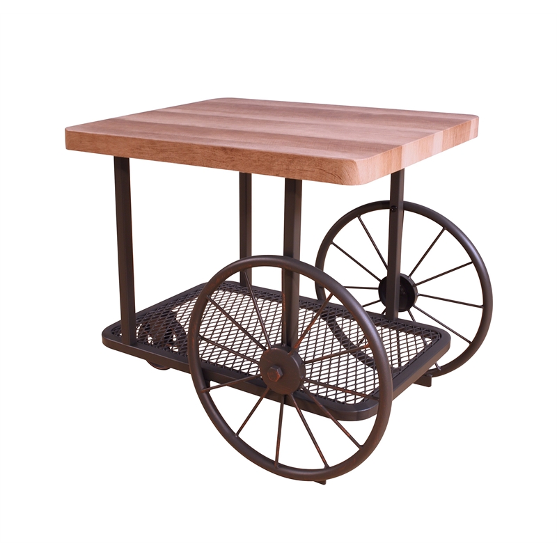 Bowery Hill Rectangular End Table with Shelf in Oak & Antique Gray