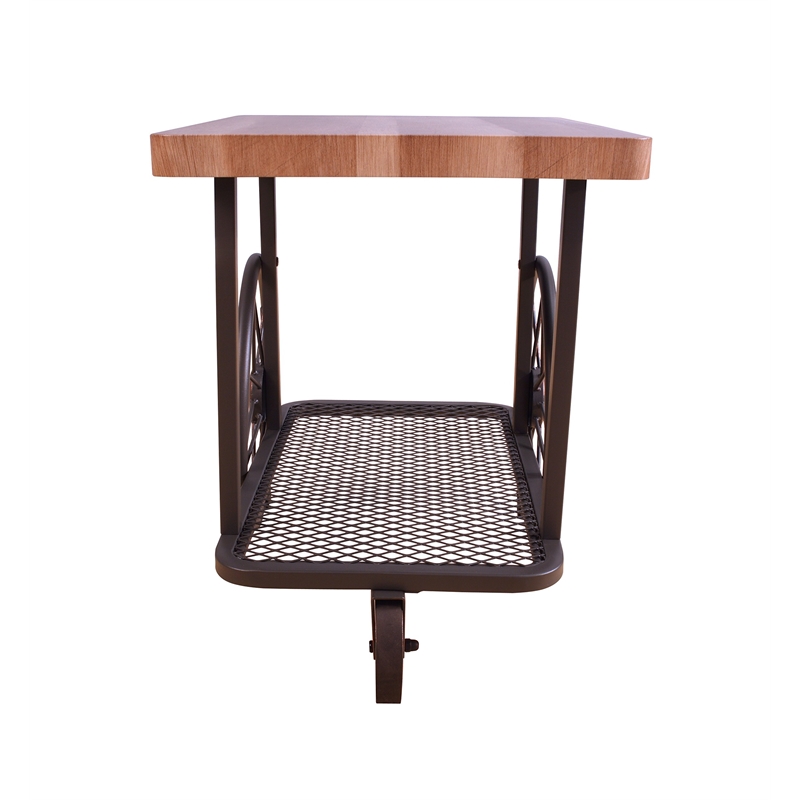 Bowery Hill Rectangular End Table with Shelf in Oak & Antique Gray