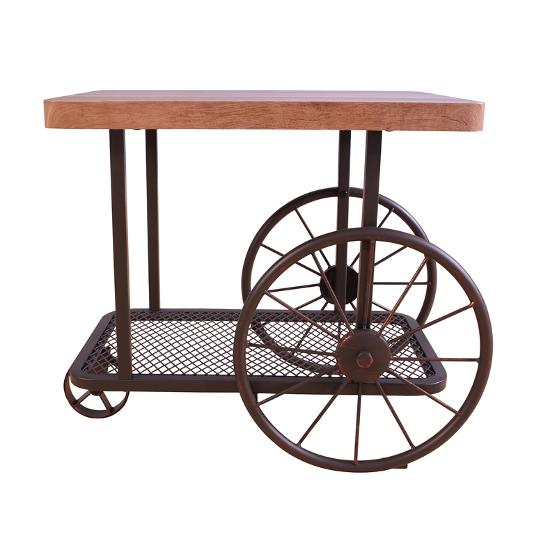 Bowery Hill Rectangular End Table with Shelf in Oak & Antique Gray