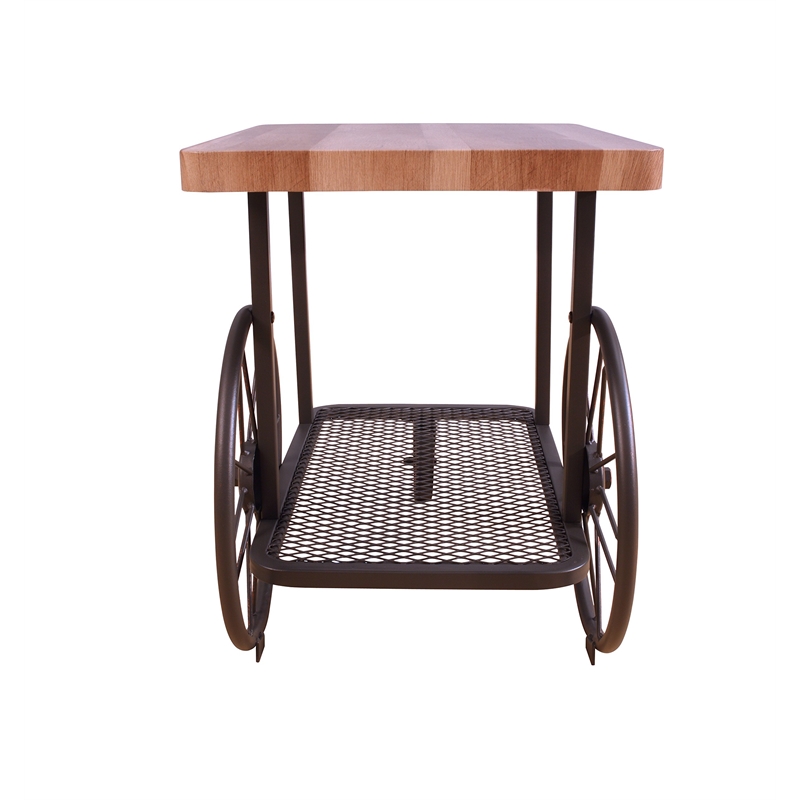 Bowery Hill Rectangular End Table with Shelf in Oak & Antique Gray