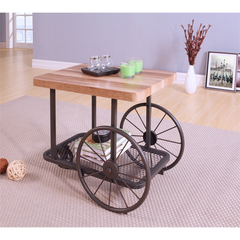 Bowery Hill Rectangular End Table with Shelf in Oak & Antique Gray
