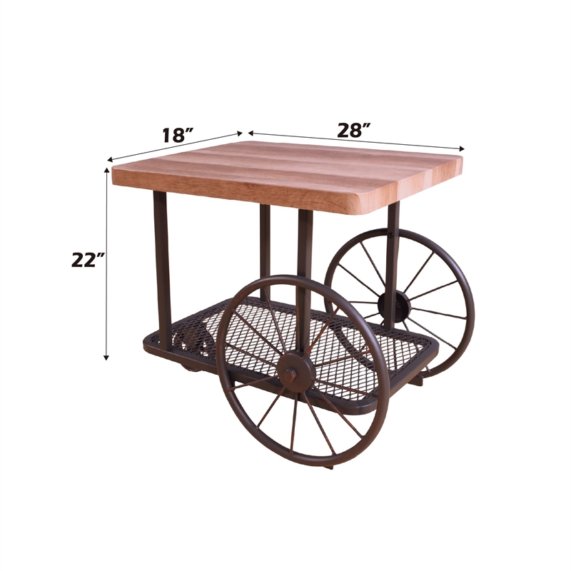 Bowery Hill Rectangular End Table with Shelf in Oak & Antique Gray