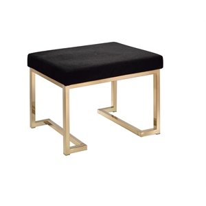 Bowery Hill Rectangular Ottoman with Padded Black Seat and Champagne Base