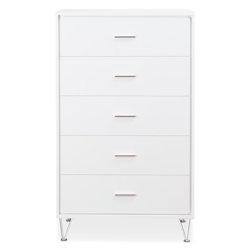 Bowery Hill Rectangular 5-Drawer Chest with Wooden Frame in White