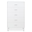 Bowery Hill Rectangular 5-Drawer Chest with Wooden Frame in White