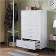 Bowery Hill Rectangular 5-Drawer Chest with Wooden Frame in White