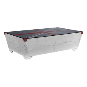 Bowery Hill Aluminum & Wood Coffee Table with Union Jack Design
