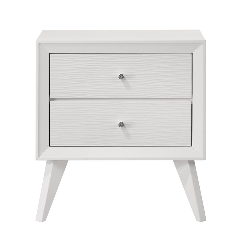 Bowery Hill Rectangular Nightstand with 2 Drawers in White Finish