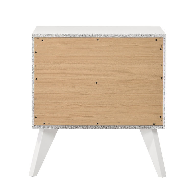 Bowery Hill Rectangular Nightstand with 2 Drawers in White Finish