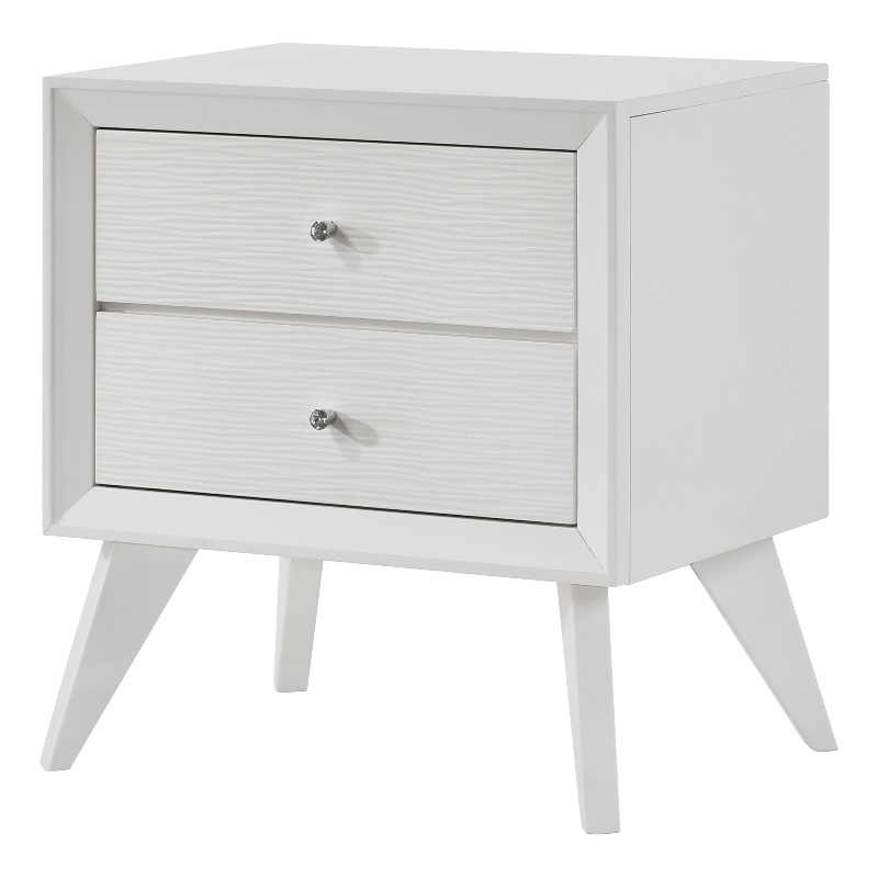 Bowery Hill Rectangular Nightstand with 2 Drawers in White Finish