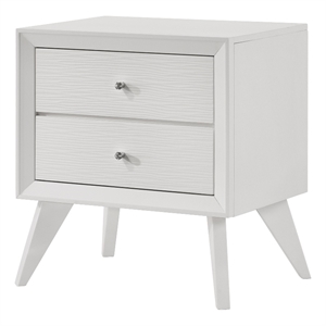 Bowery Hill Rectangular Nightstand with 2 Drawers in White Finish