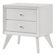 Bowery Hill Rectangular Nightstand with 2 Drawers in White Finish