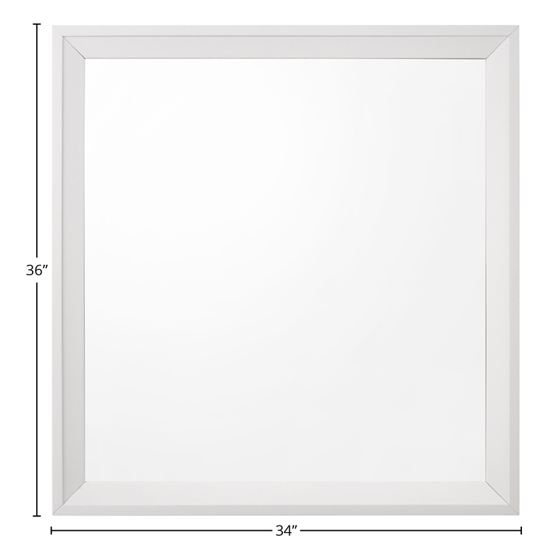 Bowery Hill Rectangular Wooden Frame Mirror in White for Dresser Mount