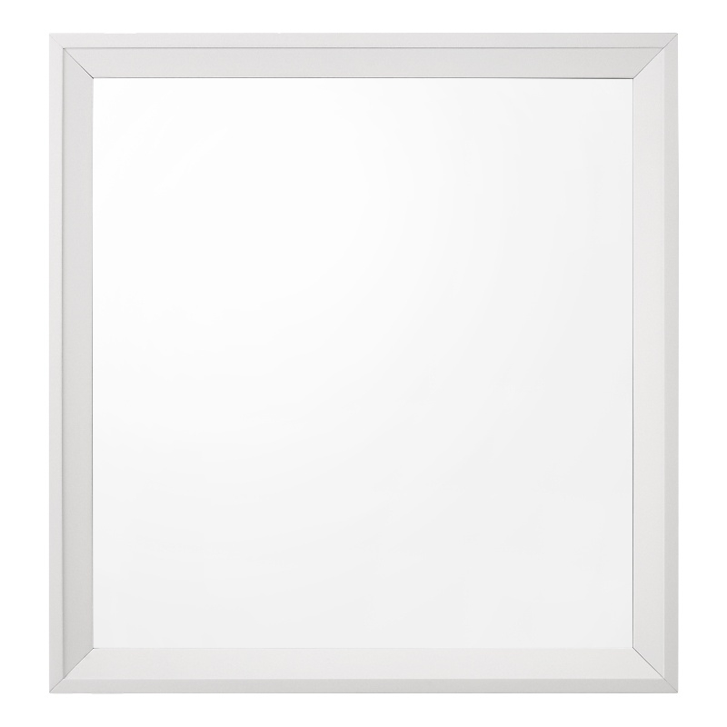 Bowery Hill Rectangular Wooden Frame Mirror in White for Dresser Mount