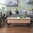 Bowery Hill Rectangular Wood & Metal Coffee Table in Natural/Black