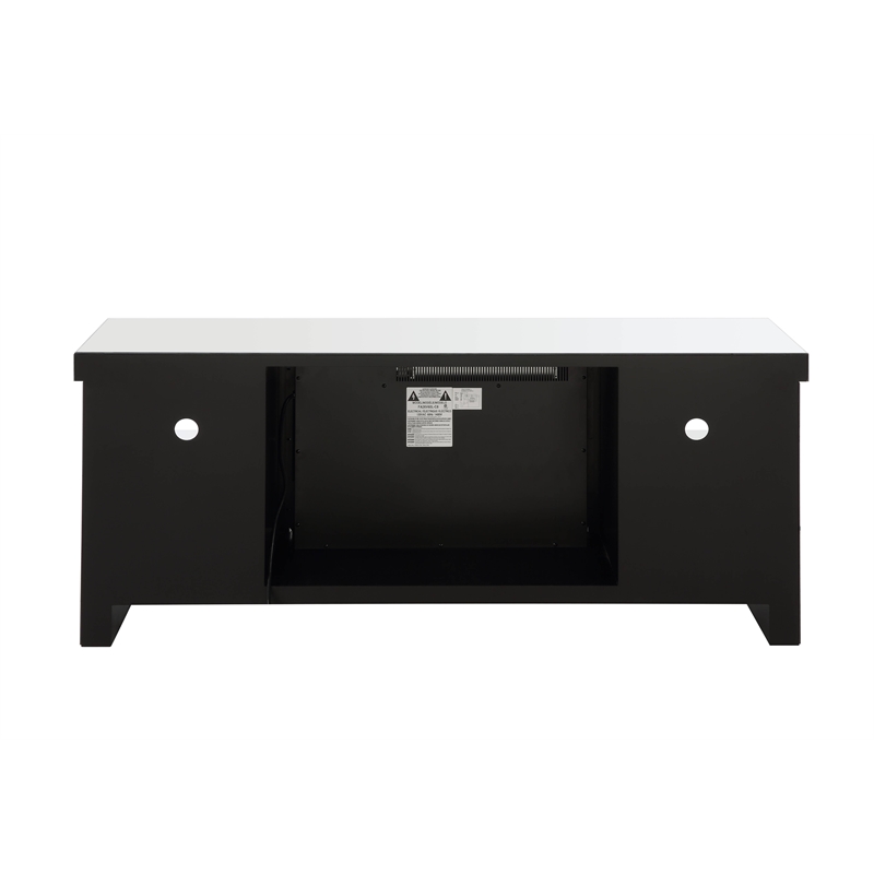 Bowery Hill Glass Fireplace TV Stand with Faux Diamonds in Mirrored Finish