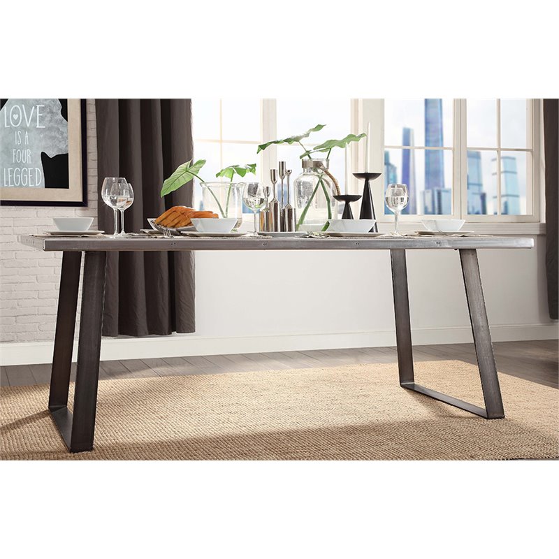 Bowery Hill Rectangular Aluminum Top Dining Table in Gunmetal Finish