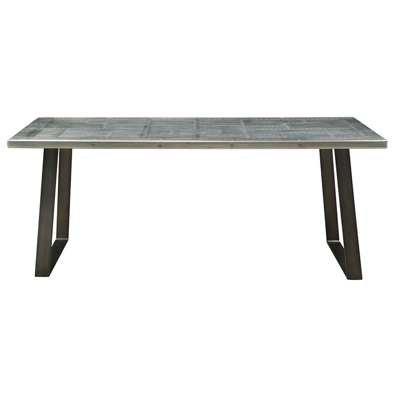 Bowery Hill Rectangular Aluminum Top Dining Table in Gunmetal Finish