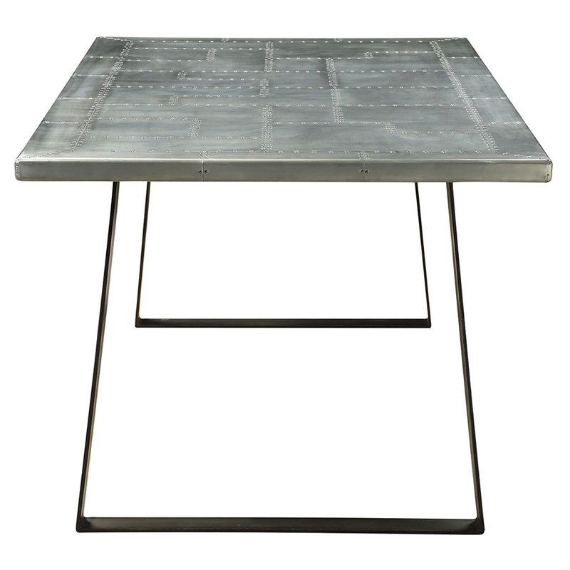 Bowery Hill Rectangular Aluminum Top Dining Table in Gunmetal Finish
