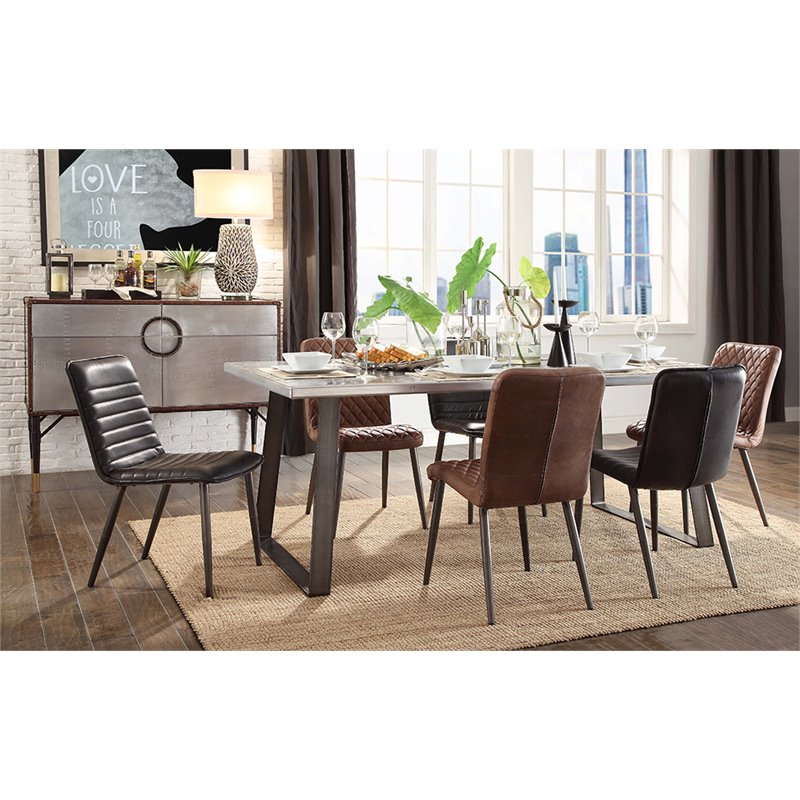 Bowery Hill Rectangular Aluminum Top Dining Table in Gunmetal Finish