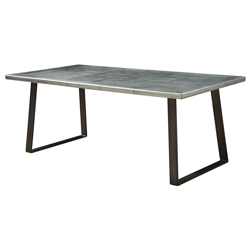Bowery Hill Rectangular Aluminum Top Dining Table in Gunmetal Finish