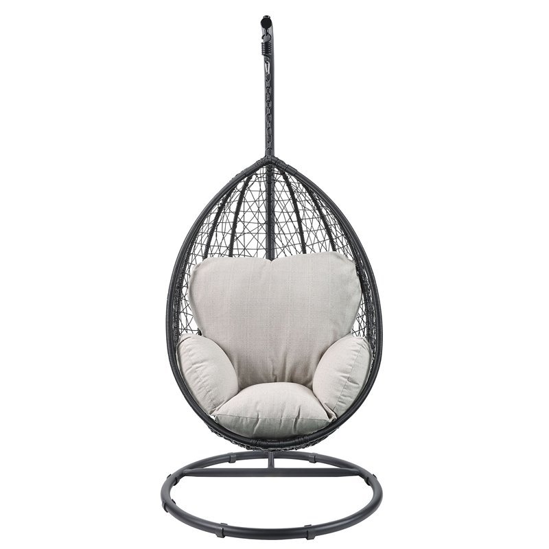 Bowery Hill Patio Swing Chair in Beige and Black with Water Resistant Seat