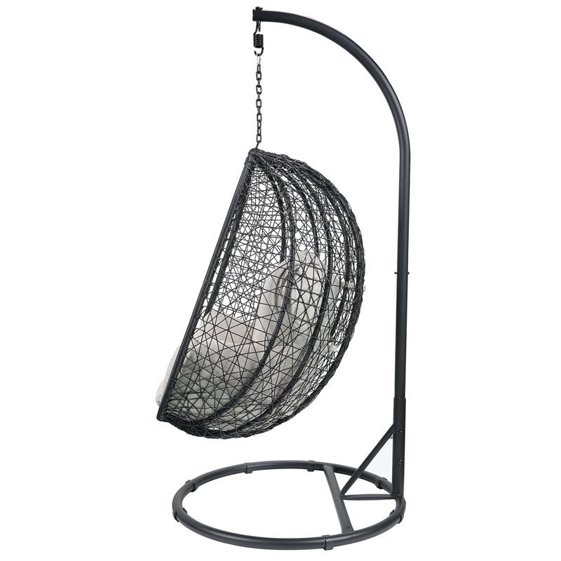 Bowery Hill Patio Swing Chair in Beige and Black with Water Resistant Seat